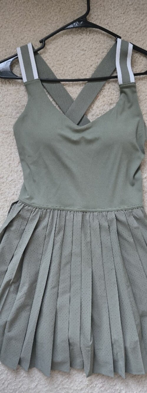 OFFLINE By Aerie Real Me Keep It Cool Pleated Mini Active Dress Green Small